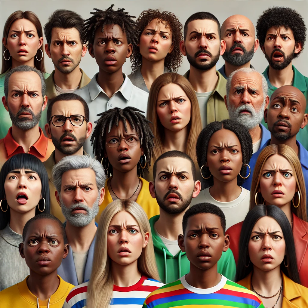 DALL·E 2024 09 08 07.54.30 A photo realistic image depicting several peoples faces with expressions of confusion. The people have diverse features ethnicities and ages addin